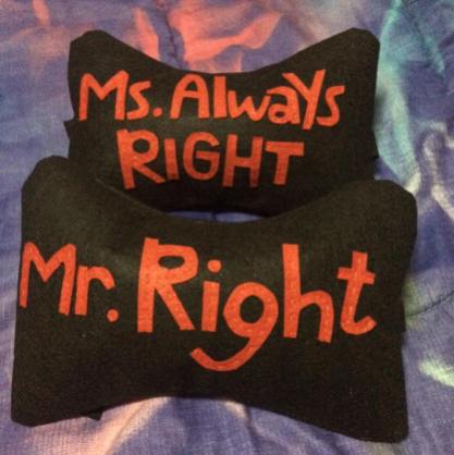 Mr. Right and Ms. Always Right Couple Car headrest